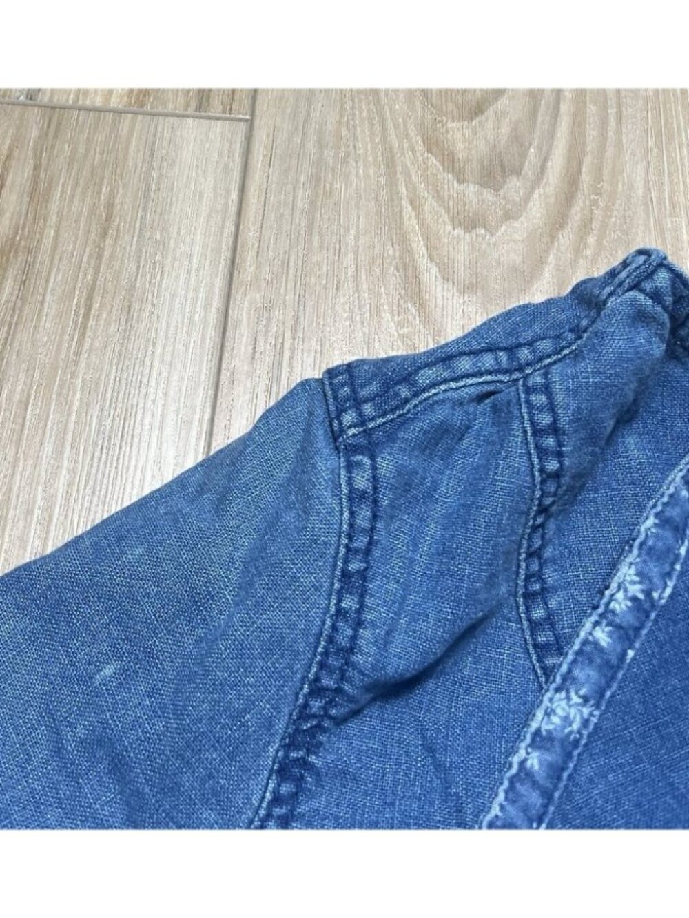 Hei Hei Anthropologie Open Front Linen Chambray Denim Jacket - Women Size XS - Picture 5 of 15